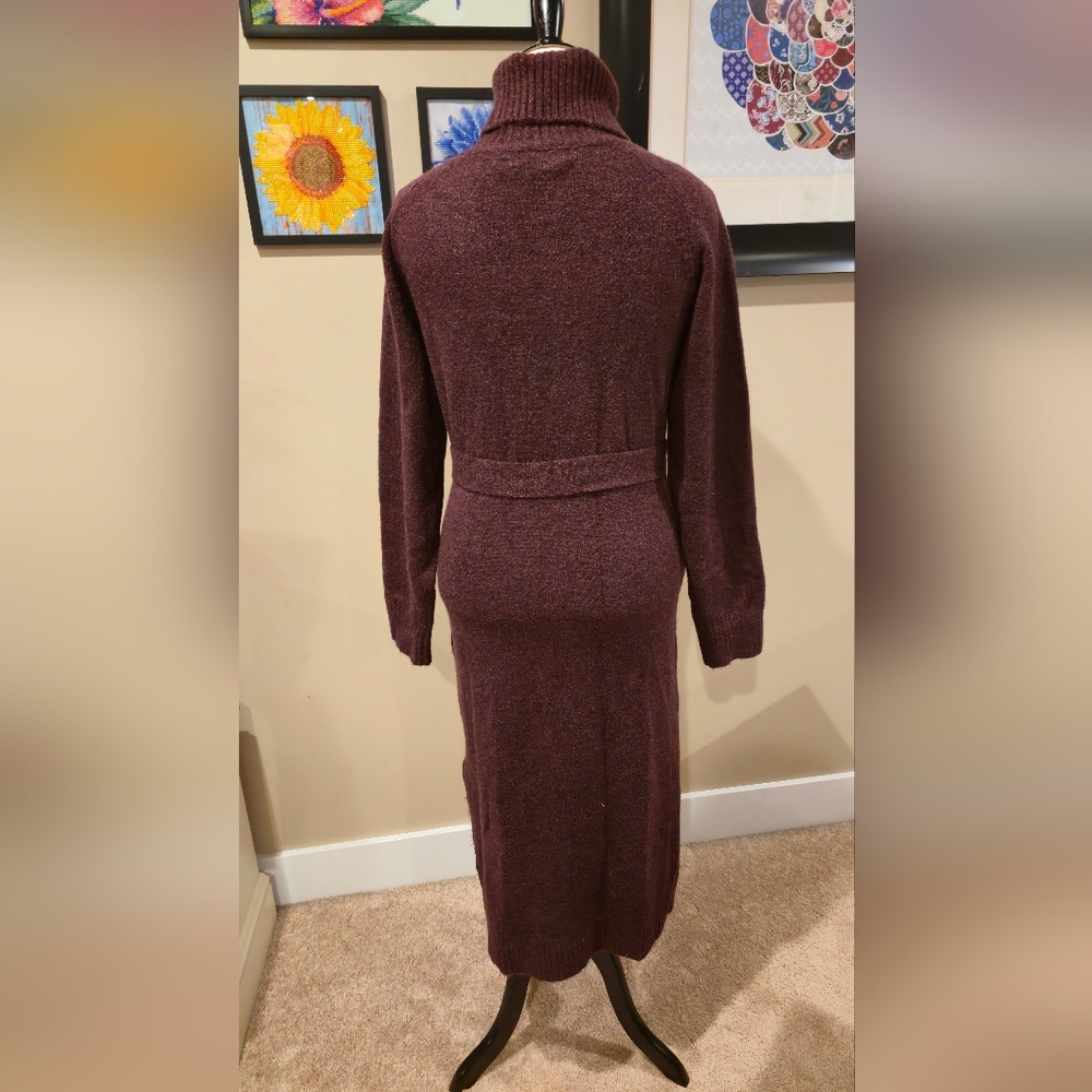 Lulu's Medium Long Sleeve Knit Burgandy Turtleneck Dress - Picture 3 of 7